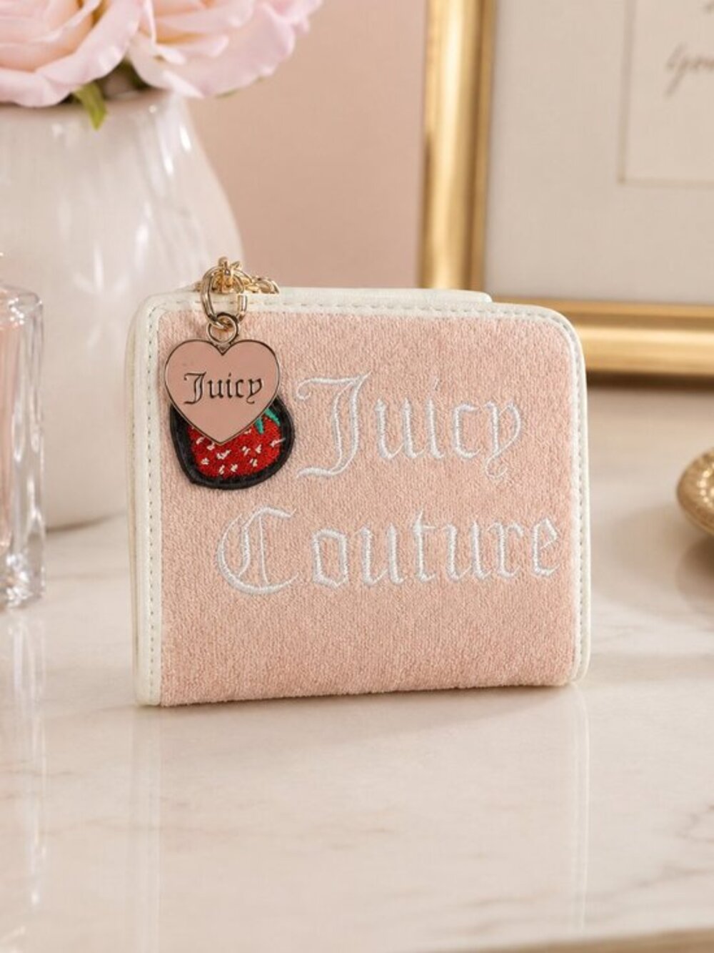 Juicy Couture Pink Strawberry Charm Zip Wallet Exclusive NWT